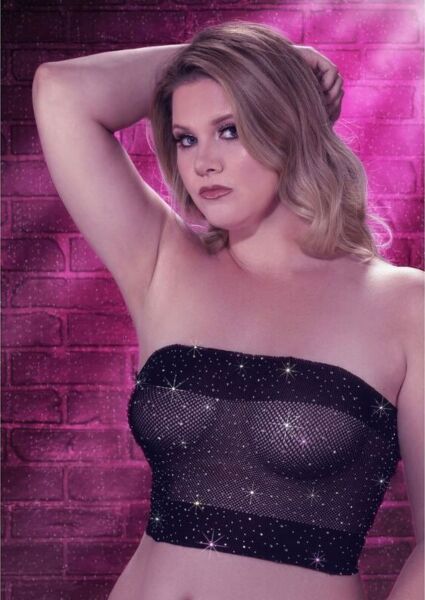 Schwarzes Radiance Plus Size Bandeau-Top von CalExotics mit Strass