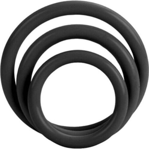 Set mit drei Penisringen CalExotics Tri-Rings in drei Grössen