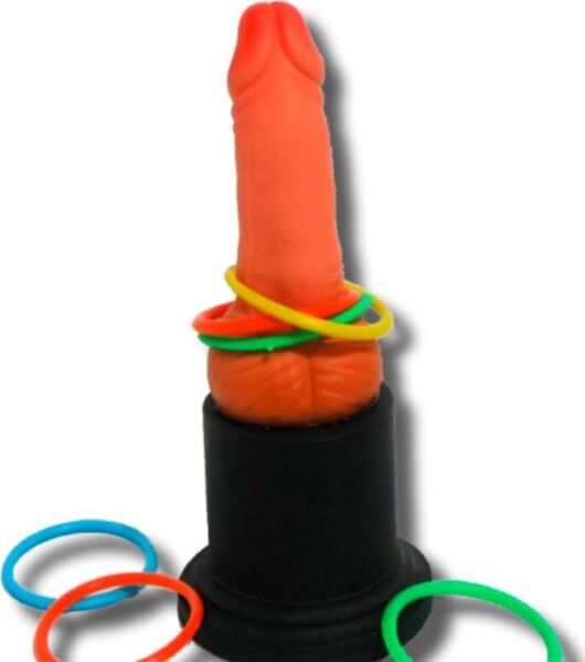 Ringwurfspiel Diablo Picante Trofeo del Pene mit Pokal, Wurfringen und Zubehör