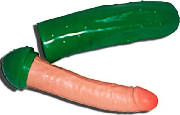 Scherz-Gurke Diablo Picante Penis Cucumber aus Kunststoff mit verstecktem Penis