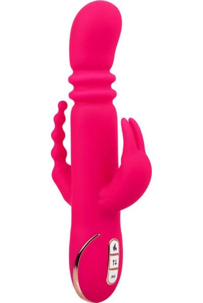 Rabbit-Vibrator Jack Rabbit Signature Triple Fantasy von CalExotics in Rosa, mit Schaft, Ohren und Schwanz