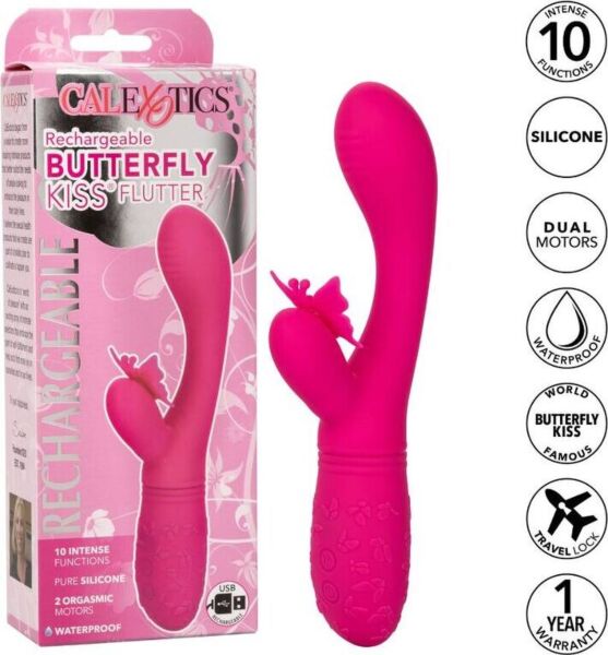 Rosa Vibrator CalExotics Butterfly Kiss Flutter mit Arm für den G-Punkt und Schmetterling