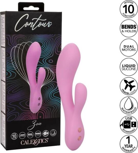 Rabbit-Vibrator CalExotics Contour Zoie mit gebogenem Arm und Klitorisstimulator