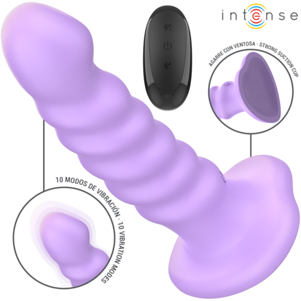 Violetter Vibrator Intense Brenda mit Saugnapf-Fuss und Fernbedienung