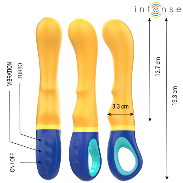 Gelber Intense Shaggy G-Punkt-Vibrator mit gebogener Form