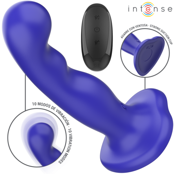 Blauer Vibrator Intense Shorty mit Mulden-Relief und Saugnapf am Fuss
