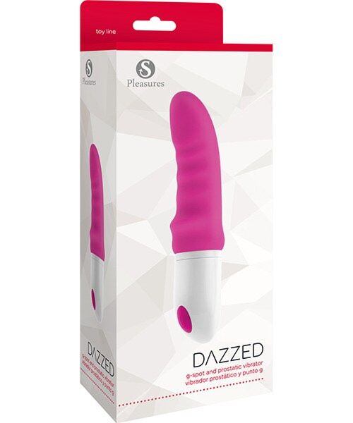 Vibrator S Pleasures Dazzed Pink in Rosa und Weiss mit gewelltem Schaft