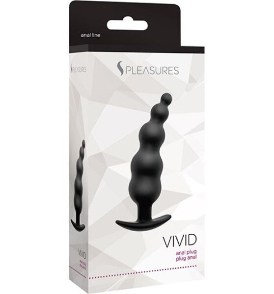 Schwarzer Analplug S Pleasures Vivid mit gestuften Kugeln und Basis als Stopper