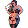 Lingerie Set BRA GARTER & G-SET BLACK L/XL | 3-teilig