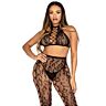 Crop Top und Crotchless Strumpfhosen Leg Avenue 89372 mit Leopardenmuster