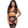 Dreiteiliges Lingerie Set Leg Avenue mit Strass