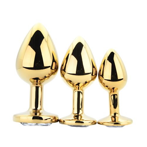 Set mit 3 Analplugs Toosh aus Metall mit klarem Stein