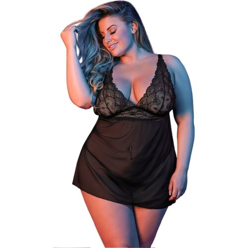 Lingerie Set BABY DOLL & G-SET Schwarz L/XL