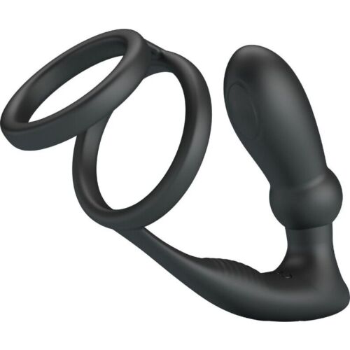 Anillo Pene + Plug Anal PRETTY LOVE EMONI mit 12 Vibrationen