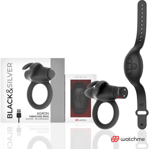 Vibrationsring BLACK&SILVER Agron mit WATCHME-Uhr