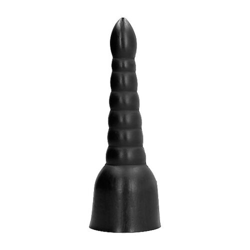 Dildo ALL BLACK 34 CM mit Rille für extra Stimulation