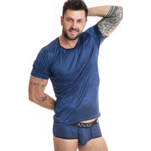 Camiseta ANAIS MEN Naval Ajuste recomendable y rayas de raso