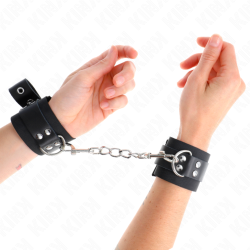 Handfesseln KINK mit Leder und Nylon - Anpassbare Grössen