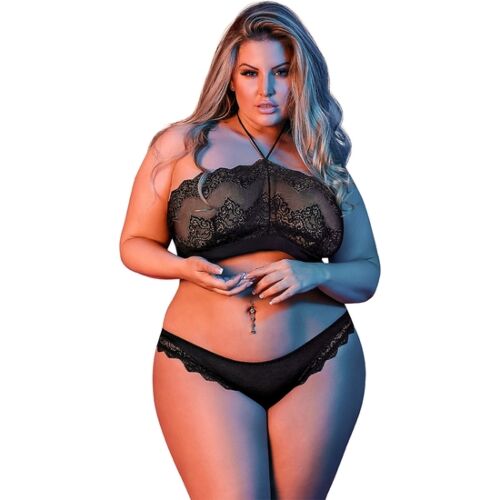 Lingerie Bandeaux & Panty Set mit elastischem Stoff