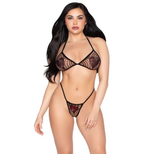 Top und G-String Panty Leg Avenue 86147 mit roten Herzchen