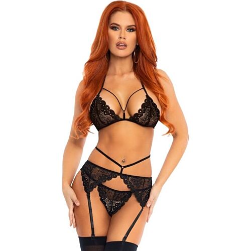 Lingerie Set Leg Avenue - Dreiteiliges Set mit Spitzen