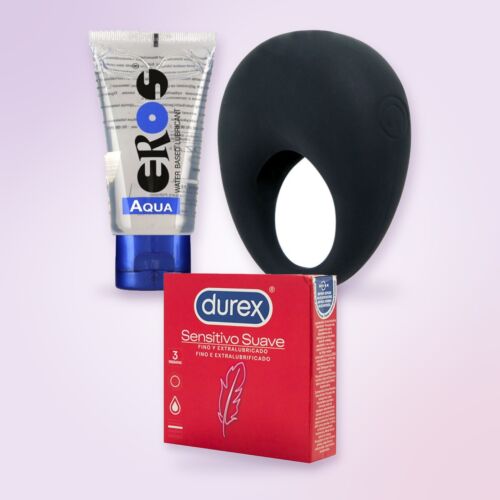 Set für Paare mit Pretty Love Vibrationsring, Kondomen und Gleitgel