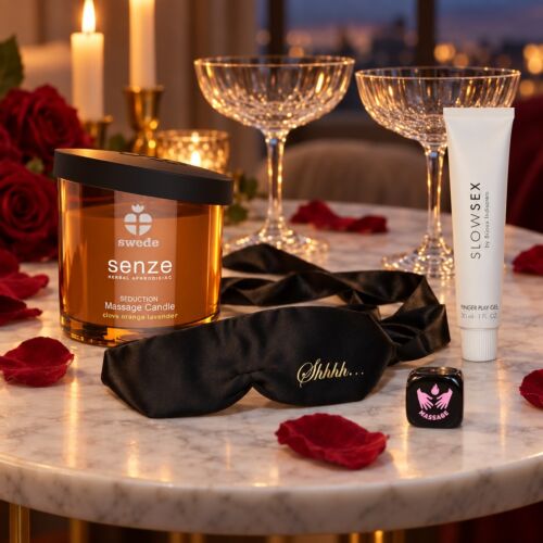 Romantisches Geschenkset für Valentinstag, Jahrestag und Weihnachten – Stimmungsbild (KI-generiertes Bild)