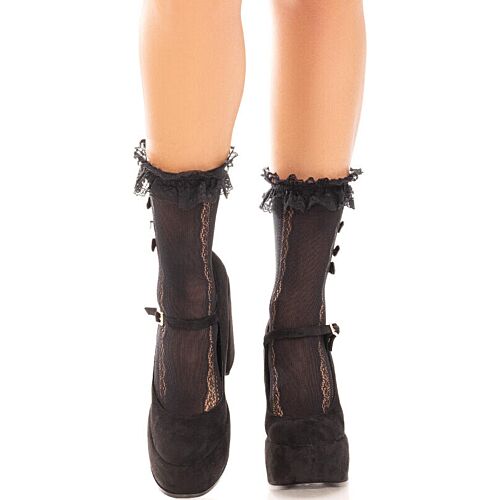 Tobilleras Leg Avenue mit Rüschen und Herzdetails