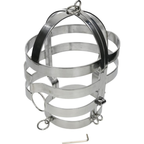 BDSM-Maske METAL HARD mit Halsband und Spielzeugöffnung