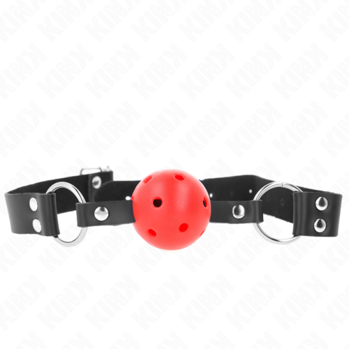 Atmungsaktiver Kugelknebel KINK 4 cm mit Doppelniete 62,5 x 2,5 cm verstellbar 42-58 cm
