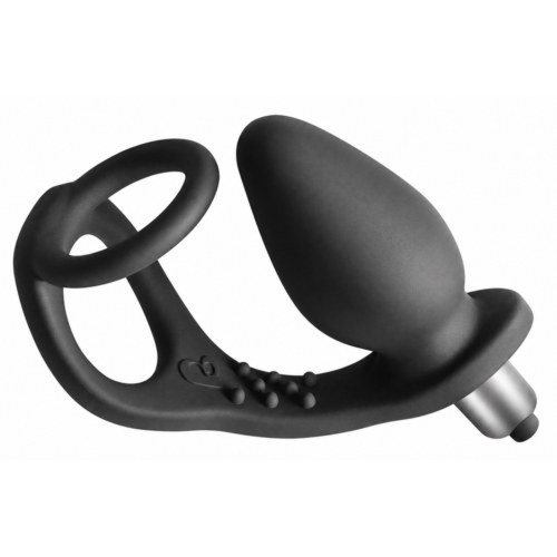 Prostata-Vibrator ROCKS-OFF RO-ZEN mit Doppelring, 7 Geschwindigkeiten, Onyxschwarz