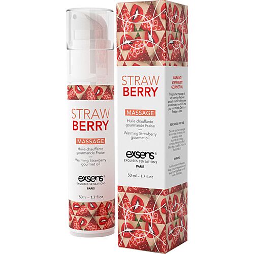 Massageöl von Exsens mit wärmendem Effekt und Erdbeeraroma