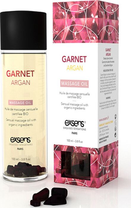 Massageöl Exsens Garnet Argan 100 ml mit Granatsteinen Massageöl Exsens Garnet Argan 100 ml mit Granatsteinen