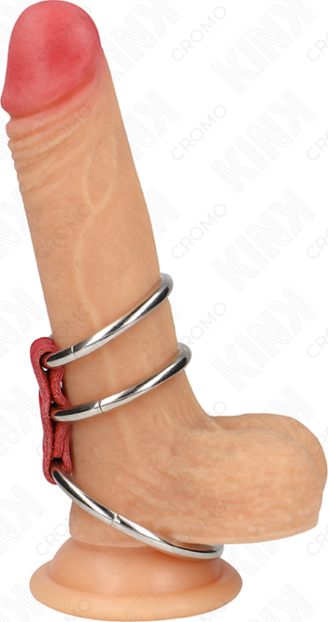 Anillo Pene KINK Triple Metal Rojo Control Placer