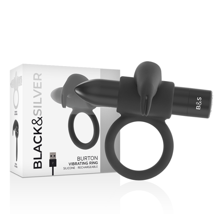 BLACK&SILVER Burton Ring mit 10 Vibrationsmodi, Schwarz