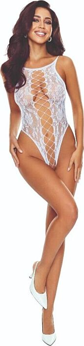 Bodystocking Passion BS112 Encaje Blanco - Sexy y Elegante Bodystocking Passion BS112 Encaje Blanco - Sexy y Elegante