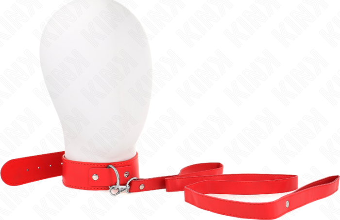 Collar BDSM KINK Rojo Ajustable con Correa Collar BDSM KINK Rojo Ajustable con Correa