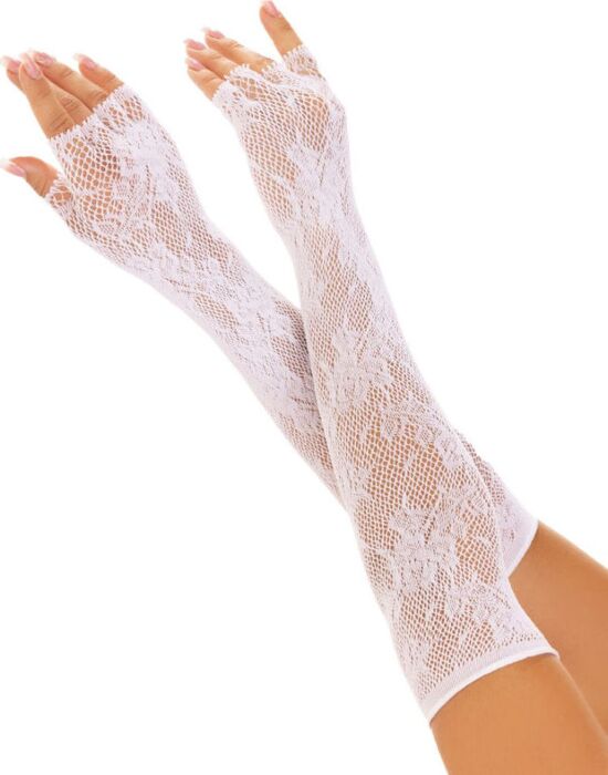 Guantes Sin Dedos Leg Avenue Floral Blanco Elegantes Guantes Sin Dedos Leg Avenue Floral Blanco Elegantes