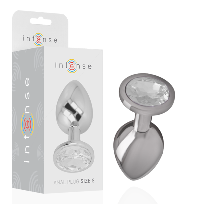 INTENSE - ALUMINUM METAL ANAL PLUG WITH SILVER CRYSTAL SIZE S INTENSE - ALUMINUM METAL ANAL PLUG WITH SILVER CRYSTAL SIZE S