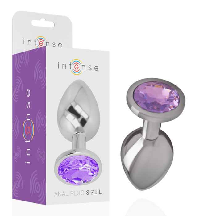 INTENSE - ALUMINUM METAL ANAL PLUG WITH VIOLET CRYSTAL SIZE S INTENSE - ALUMINUM METAL ANAL PLUG WITH VIOLET CRYSTAL SIZE S