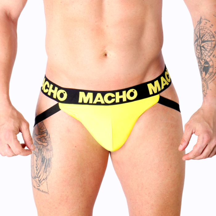 Jockstrap MACHO MX25A Amarillo Lycra Trasero Abierto