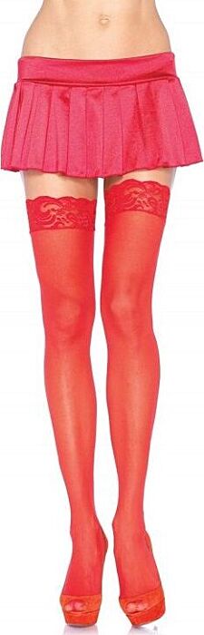 Legavenue medias rojas con encaje superior Legavenue medias rojas con encaje superior