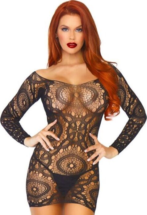 Mini Kleid Leg Avenue mit Häkelspitze und langen Ärmeln Mini Kleid Leg Avenue mit Häkelspitze und langen Ärmeln