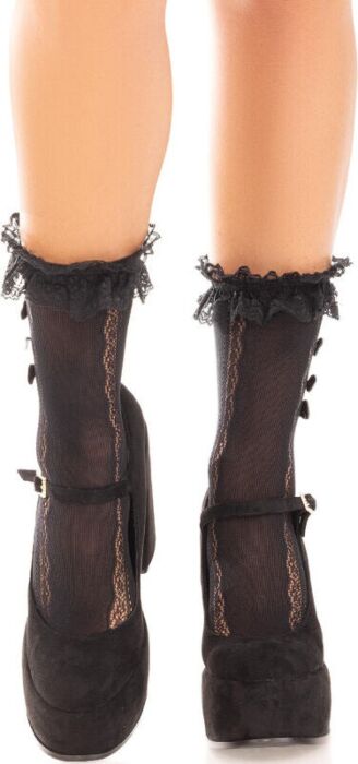 Medias Tobilleras Leg Avenue Volantes Negros