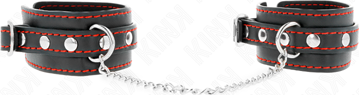 Muñequera BDSM KINK Ajustable Negra y Roja