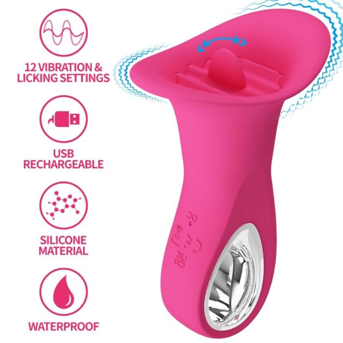 Vibrator Pretty Love Clyde mit Zungenvibration und 12 Funktionen