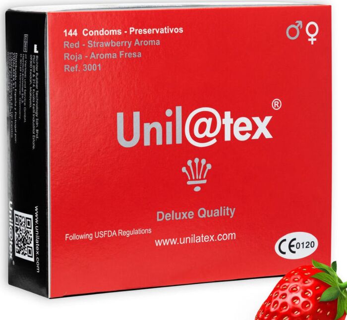 Unilatex preservativos rojos/fresa 144 uds