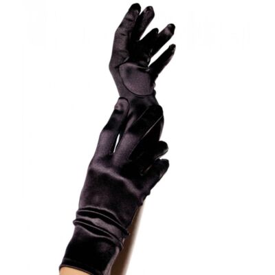 Verführerische schwarze Satin Handschuhe