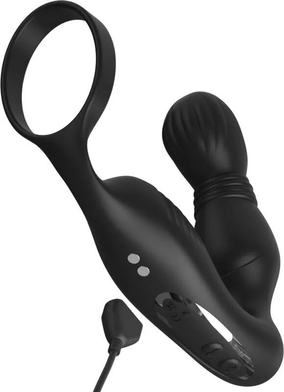 Der Massager mit seinem magnetischen Ladekabel